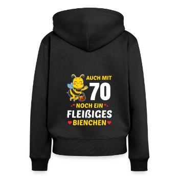 Imker 70. Geburtstag Bienen Fleißiges Bienchen - Frauen Premium Bio Zip Hoodie - Schwarz - Hinten - Julia (174cm)