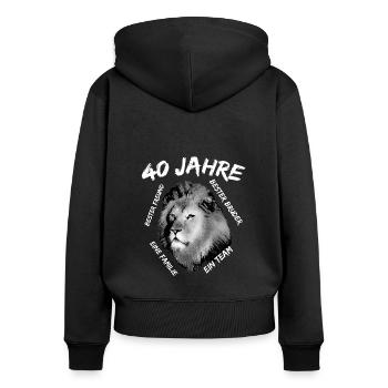40. Geburtstag Sternzeichen Horoskop Löwe - Frauen Premium Bio Zip Hoodie - Schwarz - Hinten - Julia (174cm)