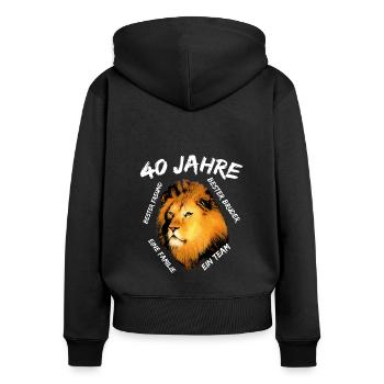 40. Geburtstag Sternzeichen Horoskop Löwe - Frauen Premium Bio Zip Hoodie - Schwarz - Hinten - Julia (174cm)