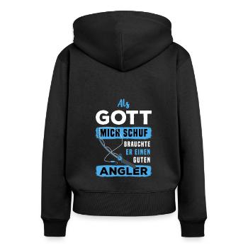 Angel Hobby Fischfang Fische Angelhaken Angeln - Frauen Premium Bio Zip Hoodie - Schwarz - Hinten - Julia (174cm)