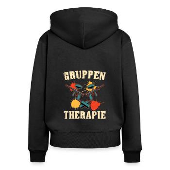 Paintballspieler Makierer Freizeit Sport Paintball - Frauen Premium Bio Zip Hoodie - Schwarz - Hinten - Julia (174cm)