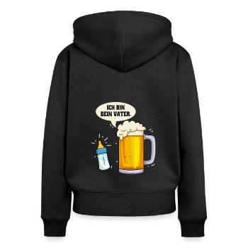 Biertrinker Bierkrug Ich Bin Dein Vater Bier - Frauen Premium Bio Zip Hoodie - Schwarz - Hinten - Julia (174cm)