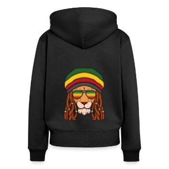 Hipster Jamaica Colors Raster Curls Lion - Women's Premium Organic Zip Hoodie - black - Back - Julia (174cm)