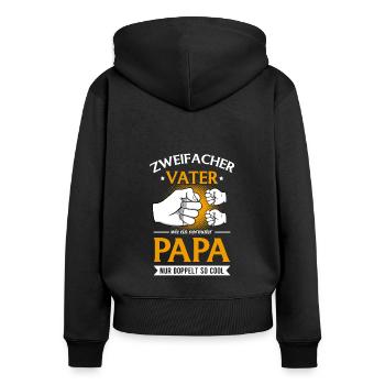 Zweifacher Vater Papa Von Zwei Kindern Zwillinge - Frauen Premium Bio Zip Hoodie - Schwarz - Hinten - Julia (174cm)