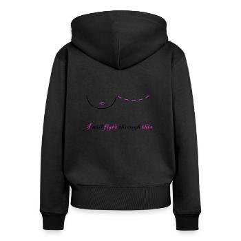 breast cancer awareness « I will fight trough this » - Sweat à capuche zippé Premium bio Femme - noir - Dos - Julia (174cm)