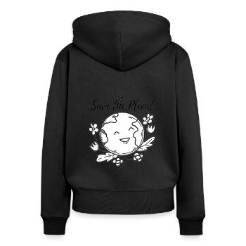 Sauvez la planète - Sweat à capuche zippé Premium bio Femme - noir - Dos - Julia (174cm)