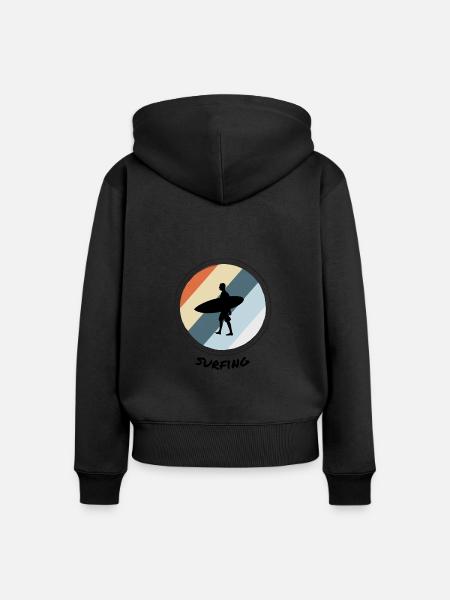 Surfing - Frauen Premium Bio Zip Hoodie - Schwarz
