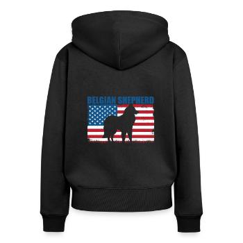 Belgischer Schäferhund - Frauen Premium Bio Zip Hoodie - Schwarz - Hinten - Julia (174cm)