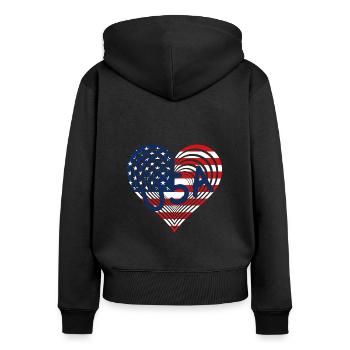 Hearts Herz USA - Frauen Premium Bio Zip Hoodie - Schwarz - Hinten - Julia (174cm)