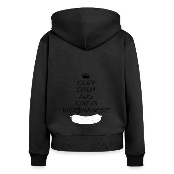 Keep Calm and eat a Weißwurst - Frauen Premium Bio Zip Hoodie - Schwarz - Hinten - Julia (174cm)