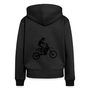 mx driver - Frauen Premium Bio Zip Hoodie - Schwarz - Hinten - Julia (174cm)