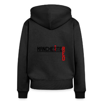 Manchester Fussball - Frauen Premium Bio Zip Hoodie - Schwarz - Hinten - Julia (174cm)
