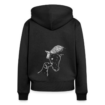 Cheval et chien - Sweat à capuche zippé Premium bio Femme - noir - Dos - Julia (174cm)