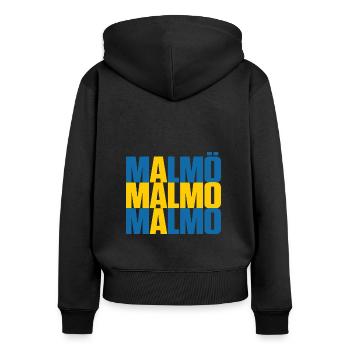 Malmö Schweden Fahne - Frauen Premium Bio Zip Hoodie - Schwarz - Hinten - Julia (174cm)