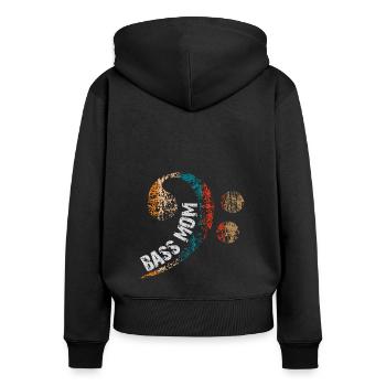 Maman joue de la basse avec une clef de basse vintage - Sweat à capuche zippé Premium bio Femme - noir - Dos - Julia (174cm)
