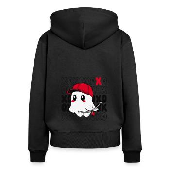 Valentinstag xoxo xoxo hugs kisses Liebe verliebt - Frauen Premium Bio Zip Hoodie - Schwarz - Hinten - Julia (174cm)