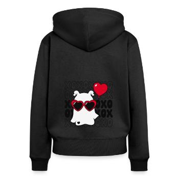 Saint-Valentin xoxo xoxo câlins embrasses amour dans l’amour - Sweat à capuche zippé Premium bio Femme - noir - Dos - Julia (174cm)