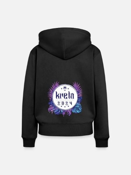 Kreta 2024 - Frauen Premium Bio Zip Hoodie - Schwarz