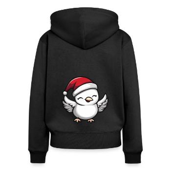Taube Vogel Weihnachten Niedlich - Frauen Premium Bio Zip Hoodie - Schwarz - Hinten - Julia (174cm)