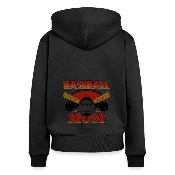 Baseball Mutter - Frauen Premium Bio Zip Hoodie - Schwarz - Hinten - Julia (174cm)