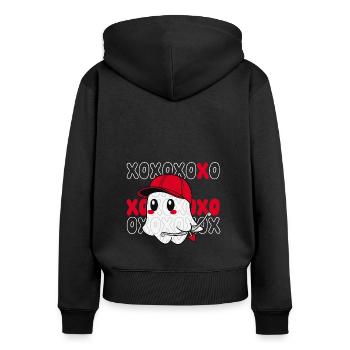 Valentinstag xoxo xoxo hugs kisses Liebe verliebt - Frauen Premium Bio Zip Hoodie - Schwarz - Hinten - Julia (174cm)