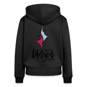 Man muss das Leben tanzen Nietzsche Lebensfreude - Frauen Premium Bio Zip Hoodie - Schwarz - Hinten - Julia (174cm)