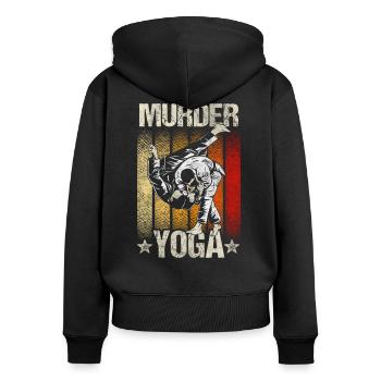 Murder Yoga Karaté Judo BJJ Sports de combat - Sweat à capuche zippé Premium bio Femme - noir - Dos - Julia (174cm)