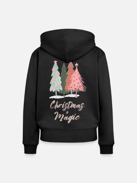 Christmas is Magic - Frauen Premium Bio Zip Hoodie - Schwarz