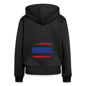 Thailand Flagge Thai - Frauen Premium Bio Zip Hoodie - Schwarz - Hinten - Julia (174cm)