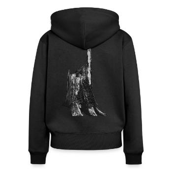 Baum - Frauen Premium Bio Zip Hoodie - Schwarz - Hinten - Julia (174cm)