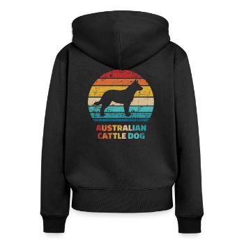 Australian Cattledog - Frauen Premium Bio Zip Hoodie - Schwarz - Hinten - Julia (174cm)