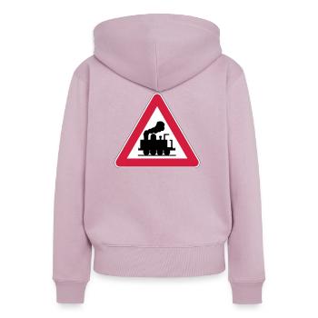 Caution Railway - Women's Premium Organic Zip Hoodie - dusky pink - Back - Julia (174cm)