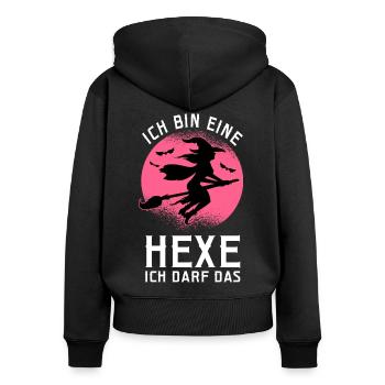 Ich Bin Eine Hexe Ich Darf Das - Frauen Premium Bio Zip Hoodie - Schwarz - Hinten - Julia (174cm)
