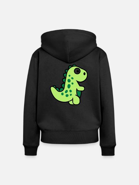 T-Rex - Frauen Premium Bio Zip Hoodie - Schwarz