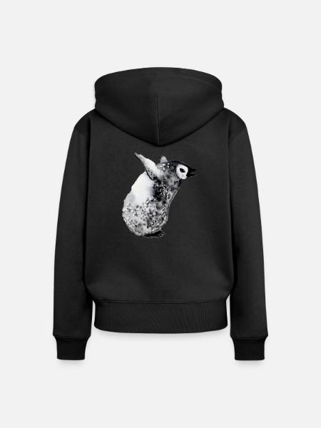 Weinender Pinguinbaby - Frauen Premium Bio Zip Hoodie - Schwarz