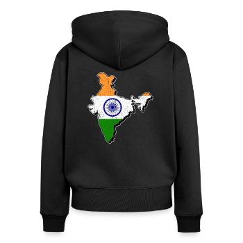 Inde - Sweat à capuche zippé Premium bio Femme - noir - Dos - Julia (174cm)