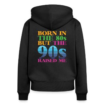 90er Jahre Neunziger Mottoparty Retro - Frauen Premium Bio Zip Hoodie - Schwarz - Hinten - Julia (174cm)