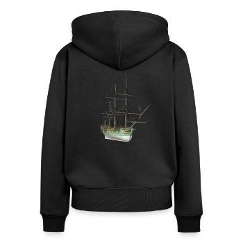Segelschiff aus dem 18. Jahrhundert - Frauen Premium Bio Zip Hoodie - Schwarz - Hinten - Julia (174cm)