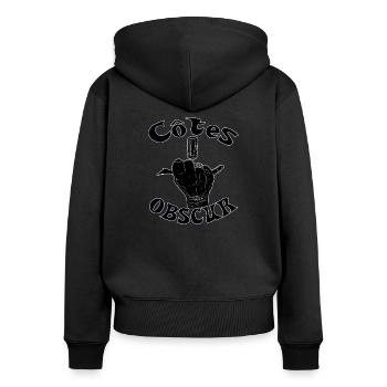 côtes obscure d'une femme vigneron - Sweat à capuche zippé Premium bio Femme - noir - Dos - Julia (174cm)