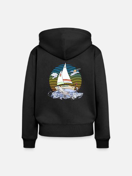 Segelboot - Frauen Premium Bio Zip Hoodie - Schwarz