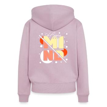 heureux, vie heureuse - Sweat à capuche zippé Premium bio Femme - rose poudré - Dos - Julia (174cm)
