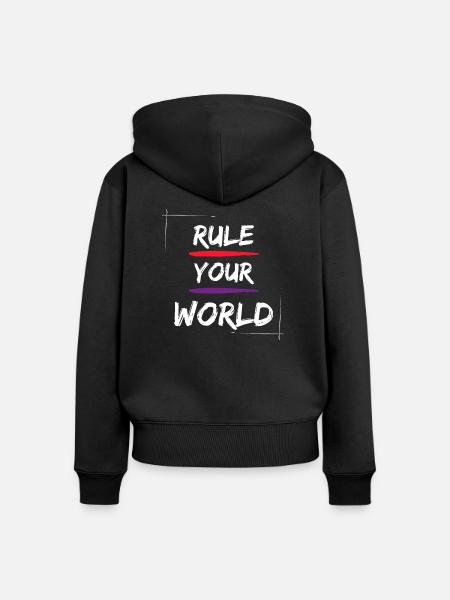 Regel deine Welt - Frauen Premium Bio Zip Hoodie - Schwarz