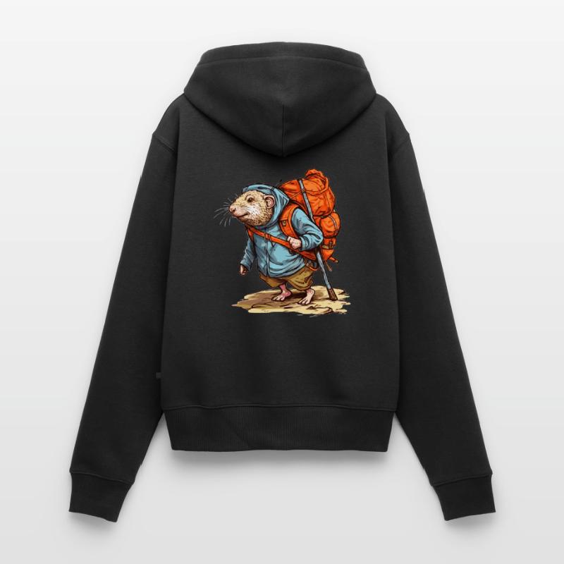 Mole rat wanders heavily packed with backpack Women's Premium Organic Zip Hoodie