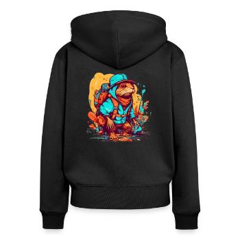 Le rat-taupe est prêt pour une aventure - Sweat à capuche zippé Premium bio Femme - noir - Dos - Julia (174cm)