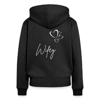 Moglie - Felpa con cappuccio con zip ecologica premium da donna - nero - Retro - Julia (174cm)