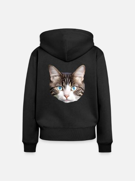 Süße Katze - Frauen Premium Bio Zip Hoodie - Schwarz