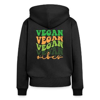Vegan vibes, veganuary, gesunde Ernährung, vegan - Frauen Premium Bio Zip Hoodie - Schwarz - Hinten - Julia (174cm)