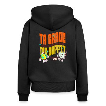 Ta Grâce me suffit ! - Sweat à capuche zippé Premium bio Femme - noir - Dos - Julia (174cm)