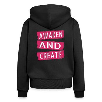 fostering creativity innovative ideas - Frauen Premium Bio Zip Hoodie - Schwarz - Hinten - Julia (174cm)