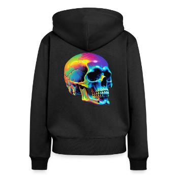 Skull - Frauen Premium Bio Zip Hoodie - Schwarz - Hinten - Julia (174cm)